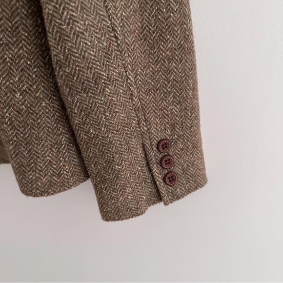 Vintage Talbots Brown Herringbone Wool Silk Blend Blazer Size 6 - Picture 6 of 8